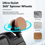 18 Inch Carry On Luggage Suitcase Locks TSA Approved Hardside Lightweight Suitcase with Cup Holder TSA Lock Carry On Luggage with USB Port Phone Holder Suitcases with 360° 8 Double Spinner Wheels