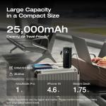 EF ECOFLOW Rapid Power Bank, 25,000mAh, 170W, 100W Built-in and Retractable Cables, Portable Charger with Triple 100W USB-C Port, Compatible with iPhone 17/16/15/14, Samsung, Laptop and More, Green