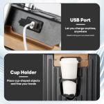 18 Inch Carry On Luggage Suitcase Locks TSA Approved Hardside Lightweight Suitcase with Cup Holder TSA Lock Carry On Luggage with USB Port Phone Holder Suitcases with 360° 8 Double Spinner Wheels