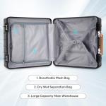 18 Inch Carry On Luggage Suitcase Locks TSA Approved Hardside Lightweight Suitcase with Cup Holder TSA Lock Carry On Luggage with USB Port Phone Holder Suitcases with 360° 8 Double Spinner Wheels