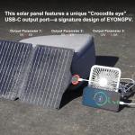 EYONGPV 36W Portable Foldable Solar Panel & Solar Charger with Croc-Eye USB-C PD Fast Charging Output, IP67 Waterproof Compact Solar Charger for Phones, Power Banks, Camping, Hiking, Backpacking