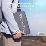 EYONGPV 36W Portable Foldable Solar Panel & Solar Charger with Croc-Eye USB-C PD Fast Charging Output, IP67 Waterproof Compact Solar Charger for Phones, Power Banks, Camping, Hiking, Backpacking