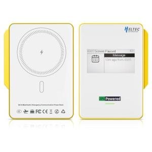 MeshPocket 5000mAh Qi2 Magnetic Power Bank 20W Wired Fast Charge 15W Wireless Charge Integrated nRF52840 SX1262 Supports 915MHz LoRa Bluetooth 5.0 with E-Ink Display Compatible with Meshtastic(Yellow)