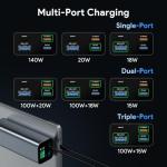 Minthouz 140W 27000mAh Laptop Power Bank, TSA Compliant Fly Friendly (99.9Wh < 100Wh), Extra USB-C Cables, TFT Smart Display, Laptop Portable Charger for iPhone 17/16/15 Pro Max, MacBook, Dell, HP