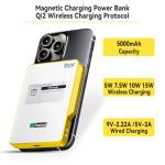 MeshPocket 5000mAh Qi2 Magnetic Power Bank 20W Wired Fast Charge 15W Wireless Charge Integrated nRF52840 SX1262 Supports 915MHz LoRa Bluetooth 5.0 with E-Ink Display Compatible with Meshtastic(Yellow)