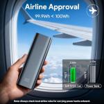 Minthouz 140W 27000mAh Laptop Power Bank, TSA Compliant Fly Friendly (99.9Wh < 100Wh), Extra USB-C Cables, TFT Smart Display, Laptop Portable Charger for iPhone 17/16/15 Pro Max, MacBook, Dell, HP