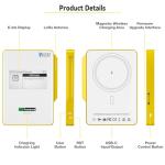 MeshPocket 5000mAh Qi2 Magnetic Power Bank 20W Wired Fast Charge 15W Wireless Charge Integrated nRF52840 SX1262 Supports 915MHz LoRa Bluetooth 5.0 with E-Ink Display Compatible with Meshtastic(Yellow)