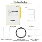 MeshPocket 5000mAh Qi2 Magnetic Power Bank 20W Wired Fast Charge 15W Wireless Charge Integrated nRF52840 SX1262 Supports 915MHz LoRa Bluetooth 5.0 with E-Ink Display Compatible with Meshtastic(Yellow)