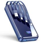 Portable Charger,50000mAh Power Bank Built-in Cable, 22.5W PD USB C In & Out Fast Charging, External Battery Pack with 6 Output & 2 Input, Travel Phone Charger for iPhone 17/16/15/14/13/12(Dark Blue)