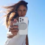 ShiftCam SnapGrip Pro - Mobile Battery Grip with Wireless Shutter Button - Magnetic Mount Snaps on to Any Phone - Built in Powerbank with Qi 2 Wireless Charging - Tabletop Dock (Stone)