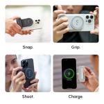 ShiftCam SnapGrip Pro - Mobile Battery Grip with Wireless Shutter Button - Magnetic Mount Snaps on to Any Phone - Built in Powerbank with Qi 2 Wireless Charging - Tabletop Dock (Stone)