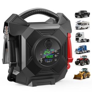 30000A 1S Startup Truck Jump Starter Heavy Duty,CAT797 12V/24V Smart Switching Lithium Battery Charger Booster Pack for Extreme -40°F to 140°F,for Diesel Engines Up to 50L and Gasoline Up to 99L