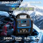 Amcelooy 2400A Car Battery Jump Starter and Portable Power Station – Starts 8.0L Gas & 8.0L Diesel – 6-in-1 Jump Starter with Air Compressor 100 PSI Tire Inflator – 400 Watt Inverter AC/DC/USB Outlets