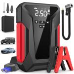 Jump Starter with Air Compressor,4000A Portable Car Battery Jump Starter (10L Gas/8.5L Diesel), 12V Battery Charger Booster,150PSI Auto-Shutoff Tire Inflator,Portable Jumper Cables, LED Light - Black