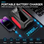 Jump Starter with Air Compressor,4000A Portable Car Battery Jump Starter (10L Gas/8.5L Diesel), 12V Battery Charger Booster,150PSI Auto-Shutoff Tire Inflator,Portable Jumper Cables, LED Light - Black