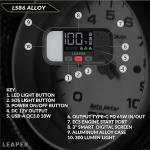 Leaper 12V Jump Starter, Black Aluminum Casing, 2000A Peak Current, 20000mAh Capacity, 3'' Digital Screen, Non-Polarized Green Clamps. Protective Carrying Case and a UL PD65W Preminum Charger