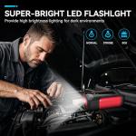 Jump Starter with Air Compressor,4000A Portable Car Battery Jump Starter (10L Gas/8.5L Diesel), 12V Battery Charger Booster,150PSI Auto-Shutoff Tire Inflator,Portable Jumper Cables, LED Light - Black