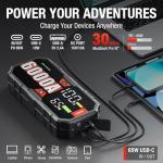 JFEGWO 6000A Jump Starte, 12V Car Booster Pack, for 13L Gas or 13L Diesel car Battery Portable Jump Starter, 24000mAh Battery Jumper Starter, 48-Months Stand-by