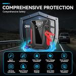 Jump Starter with Air Compressor,4000A Portable Car Battery Jump Starter (10L Gas/8.5L Diesel), 12V Battery Charger Booster,150PSI Auto-Shutoff Tire Inflator,Portable Jumper Cables, LED Light - Black