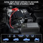 JIYHF 3000A Jump Starter with Air Compressor 150PSI Tire Inflator-12V Battery 8.0L Gasoline and 6.0L Diesel Engines, Portable Car Battery Jump Starter with Solar Panel and PD 45W Fast Charge (Gray)