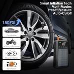 JIYHF 3000A Jump Starter with Air Compressor 150PSI Tire Inflator-12V Battery 8.0L Gasoline and 6.0L Diesel Engines, Portable Car Battery Jump Starter with Solar Panel and PD 45W Fast Charge (Gray)