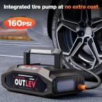 OUTLEV Jump Starter with Air Compressor for All Gas & 10.0L Diesel Engines, 6000A Jump Starter Battery Pack, Portable Power Bank, Safety Protection, Self-Driving Tour Essential