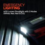 NEBO Assist 2500XP+ Jump Starter | 3-in-1 2500 Amps Jump Starter, Charger, Illuminated Floodlight, USB Compatible, Automotive, Emergency, Spark-Proof Safety