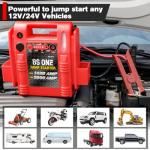 24V / 12V Jump Starter, Heavy Duty 1200/2400 Peak Amp Sealed Lead Acid Battery Jump Starter for Car Truck Tractor Excavator, Jump Box Power Pack with USB/DC Output and LED Light