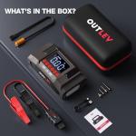 OUTLEV Jump Starter with Air Compressor for All Gas & 10.0L Diesel Engines, 6000A Jump Starter Battery Pack, Portable Power Bank, Safety Protection, Self-Driving Tour Essential