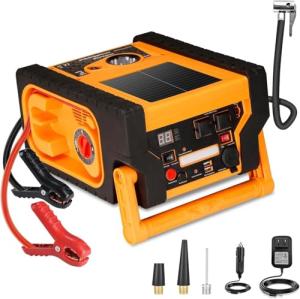 2000 Amp Jump Starter with Air Compressor, acetek Solar Car Battery Jump Starter 260 PSI Tire Inflator, 22000 mAh 12V Auto Lead-Acid Battery Booster with LED Light & USB Output
