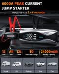 NEXPOW 6000A Battery Jumper Starter Portable, 24000mAh Jump Starter with 60W PD 2-Way Fast Charging,Jump Box & Battery Booster Pack with LED Display, LED Light,for 12V All Gas Engines/Up to 12L Diesel