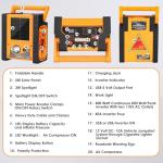 2000 Amp Jump Starter with Air Compressor, acetek Solar Car Battery Jump Starter 260 PSI Tire Inflator, 22000 mAh 12V Auto Lead-Acid Battery Booster with LED Light & USB Output