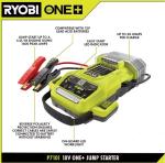 RYOBI ONE+ 18V Cordless 1600A Jump Starter with LED Work Light Kit with 2.0 Ah Battery and Charger