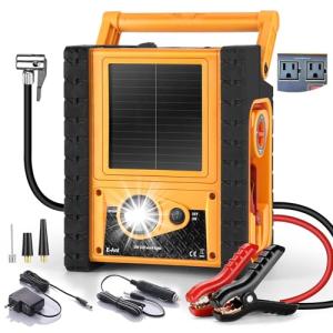 6-in-1 Car Battery Jump Starter with Air Compressor - E-Ant 2000A Jump Starter with Air Compressor 12V Battery Jumper Box 400 Watt Inverter Power Station with AC/DC/USB Outlets (10L Gas/8L Diesel)