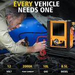 6-in-1 Car Battery Jump Starter with Air Compressor - E-Ant 2000A Jump Starter with Air Compressor 12V Battery Jumper Box 400 Watt Inverter Power Station with AC/DC/USB Outlets (10L Gas/8L Diesel)