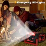 2000A 12V Solar Car Battery Jump Starter-20000 mAh Portable Power Station with 100 PSI Faster Air Compressor, 400W Inverter AC/DC/USB Ports and LED Lights, for Up to 10L Gas and 8.5L Diesel Engine