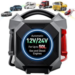 YULU CAT-797 Ultra-Powerful Jump Starter - 30000A 12V/24V Battery Booster Pack with Commercial Jumper Cables Outdoor Lighting DC/USB Power for Diesel Engines up to 50-Liters Home Backup, Emergency