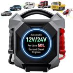 YULU CAT-797 Ultra-Powerful Jump Starter - 30000A 12V/24V Battery Booster Pack with Commercial Jumper Cables Outdoor Lighting DC/USB Power for Diesel Engines up to 50-Liters Home Backup, Emergency