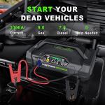 LOKITHOR JA3000 Jump Starter with Air Compressor, 3000Amp 12V Lithium Iron Phosphate (LiFePO4) Car Starter Battery for Up to 9.0L Gas or 7.0L Diesel, 150 PSI Tire Inflator with Digital Screen