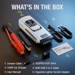 YESPER Boost Jump Starter Battery Pack 4120A 27000mAh Car Battery Charger Jumper Starter (All Gas/up to 10L Diesel) 100W Quick Charge 12V Portable Jump Box for Totally Dead Vehicle with DSLI Safe Tech