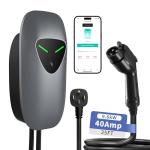 Level 2 EV Charger 40Amp,NEMA14-50 Plug EV Charger with 25ft Cable,WiFi APP RFID Card,240V J1772 Electric Vehicle Charging Stations,9.6kW Wall Electric Car Chargers for Home,Outdoor,Indoor(Grey)