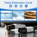 Extension Cable for Tesla with NACS Plug 25FT, 50A 240V EV Charger Extension Cord for Level 1/2 Tesla Mobile Charger/Wall Connector, Compatible with Model Y/3/X/S , IP55 Rating, Portable Carry Bag