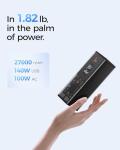 ZOUPW 27000mAh Portable Power Bank with 100W GaN Charger, 100W AC Outlet 140W PD USB-C Fast Charging 160W Total,5-Port Flight Approved 97Wh Battery Pack,Travel Camping Essentials for iPhone MacBook