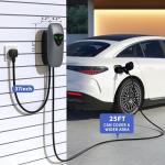 Level 2 EV Charger 40Amp,NEMA14-50 Plug EV Charger with 25ft Cable,WiFi APP RFID Card,240V J1772 Electric Vehicle Charging Stations,9.6kW Wall Electric Car Chargers for Home,Outdoor,Indoor(Grey)