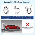 Extension Cable for Tesla with NACS Plug 25FT, 50A 240V EV Charger Extension Cord for Level 1/2 Tesla Mobile Charger/Wall Connector, Compatible with Model Y/3/X/S , IP55 Rating, Portable Carry Bag