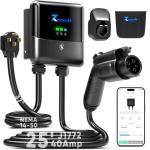 Zapvolt Level 2 EV Charger 40Amp 240V 9.6kW - 25FT Smart Wall Charging Station for Home, J1772 NEMA 14-50, with EV Charger Port Cover Waterproof, RFID Card, WiFi Enabled, UL Certified - GEN 2