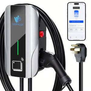 VEIPHLOX Level 2 EV Charger 40 Amp, EV Chargers for Home, Electric Car Charger w/ RFID Card, Smart Electric Vehicle Charging Stations, EVSE with App, Wi-Fi and Bluetooth Enabled J1772– GEN 2