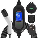 Tesla Charger, Level 2 EV Charger 50Amp 240V with NEMA 14-50 Plug, 25FT Cable Portable Electric Car Charging Station for Tesla Model S/3/X/Y/Cybertruck, Home & Outdoor Use, Delay Timer, LCD Display