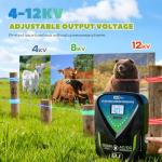 Luzrise 12J Electric Fence Charger AC DC 2 in 1 Powered Supply Fence Controller Fence Energizer Electric, IPX6 Level Waterproof, Peak Voltage 10KV, Max 120KM Range for Livestock/Farmland/Garden (12J)