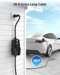 EVDANCE Level 1 & 2 EV Charger for Tesla 16A, Portable Electric Vehicle Charger with 25FT Cable, Adjustable Current & Timer Delay, NACS Connector Compatible with All Tesla Models S/3/X/Y/Cybertruck
